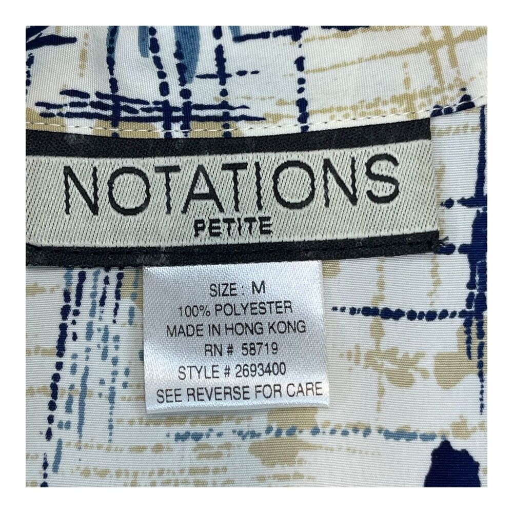 Notations Shirt Womens Medium Petite Multicolor Printed 100% Polyester Button-Up - Picture 3 of 7